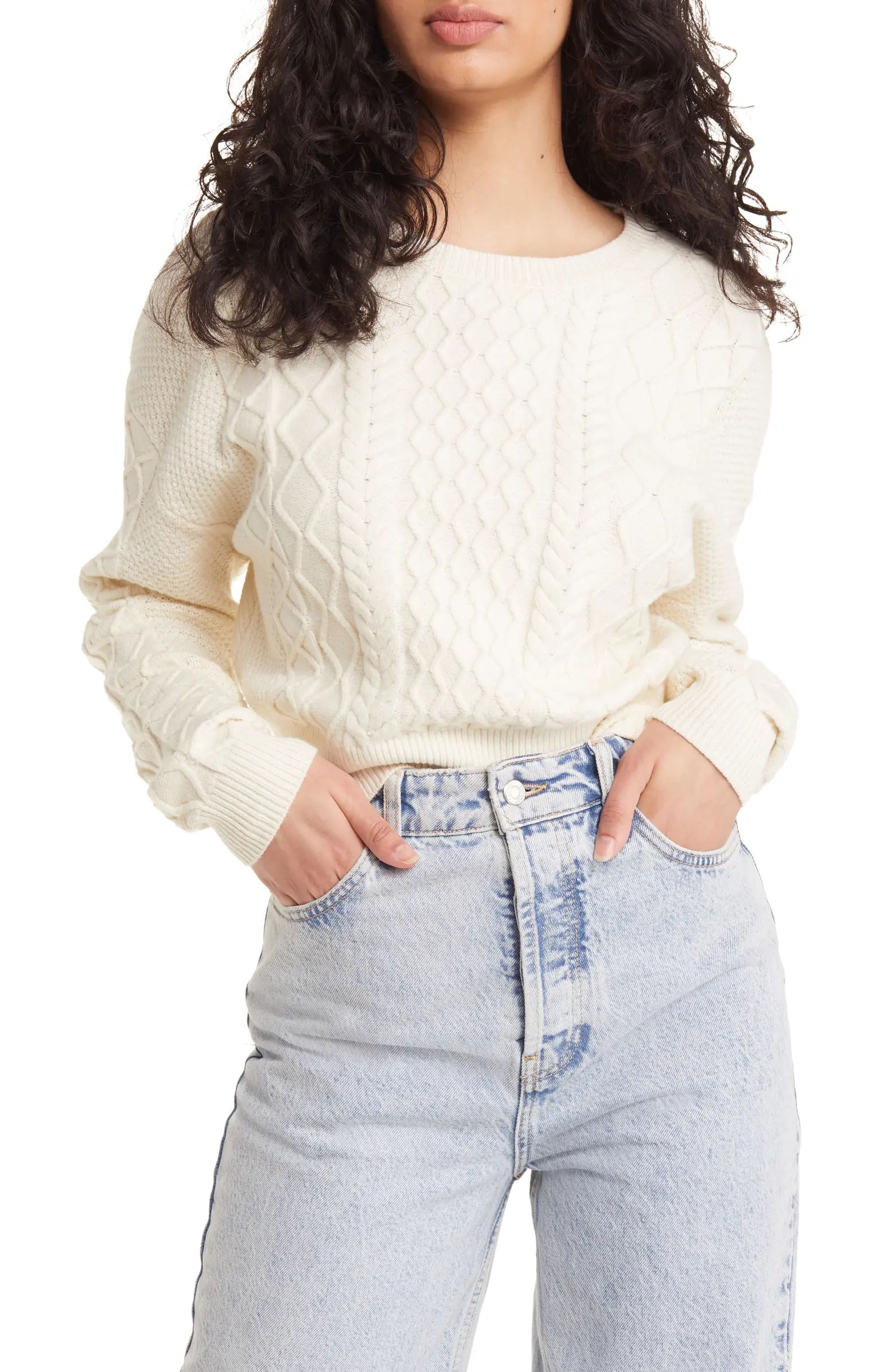 Cable Stitch Crewneck Sweater | Nordstrom