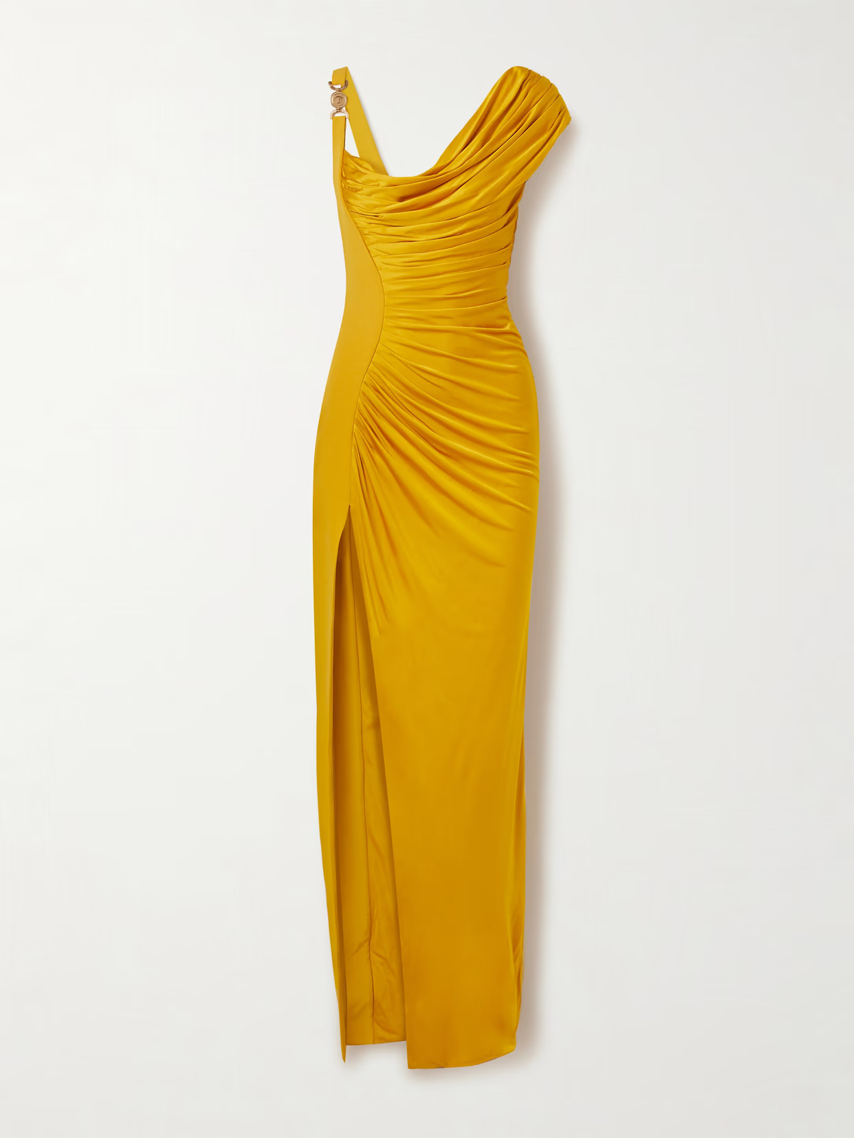Versace - Embellished Crepe And Pleated Satin Gown - Yellow | NET-A-PORTER (US)
