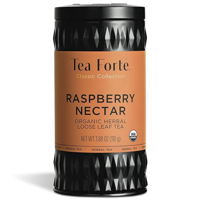 Tea Forte Organic Herbal Tea, Makes 35-50 Cups, 3.88 Ounce Loose Leaf Tea Canister, Raspberry Nec... | Amazon (US)