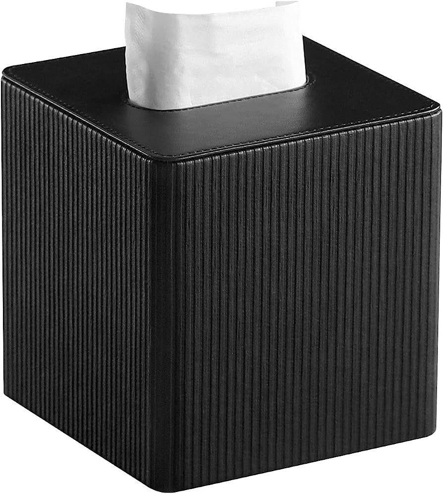 Cretkhp PU Leather Tissue Box Cover with Magnetic Closure, Modern Square Tissue Box Holder Decora... | Amazon (US)