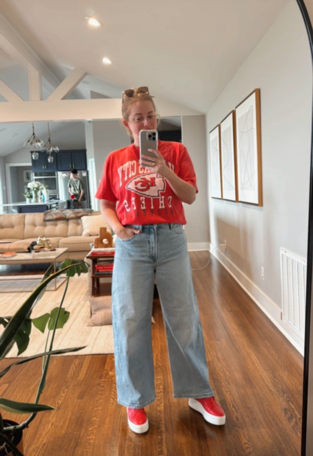 Kansas City chiefs fit for game day. Love all things Abercrombie when it comes to chiefs gear. They have the cutest fits for red and gold. Also these Kyra Pistola jeans are so so cute and fit my hourglass perfectly!

#LTKShoeCrush #LTKFindsUnder100 #LTKSeasonal