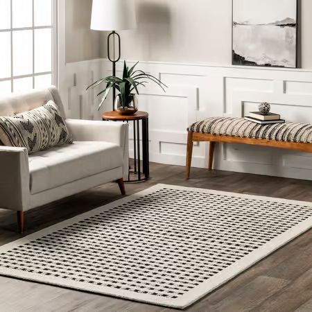 Ivory Kristie Wool Striped Area Rug | Rugs USA