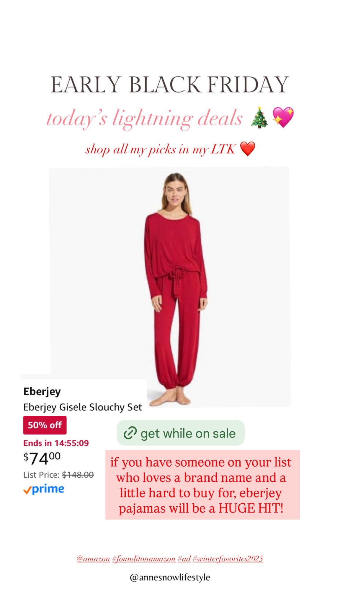 eberjey pajamas 50% off
TODAY! so cute for anyone on your list •
especially if they love a brand name , these will be a HUGE hit ❤️🎄

#LTKHoliday #LTKGiftGuide #LTKCyberWeek