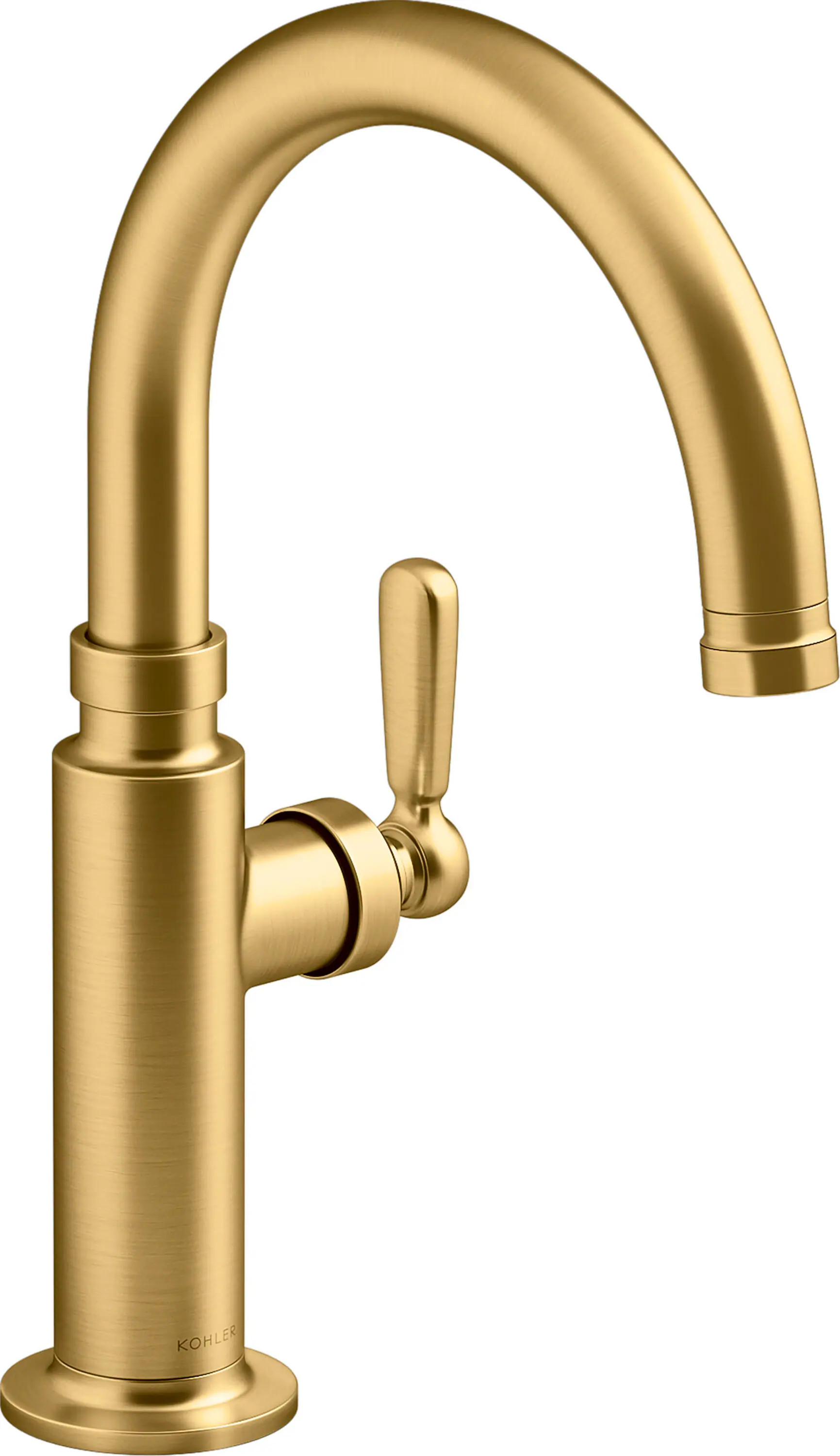 KOHLER Edalyn by Studio McGee Vibrant Brushed Moderne Brass Single Handle Deck-mount Kitchen Faucet one_size | 28357-2MB | Lowe's