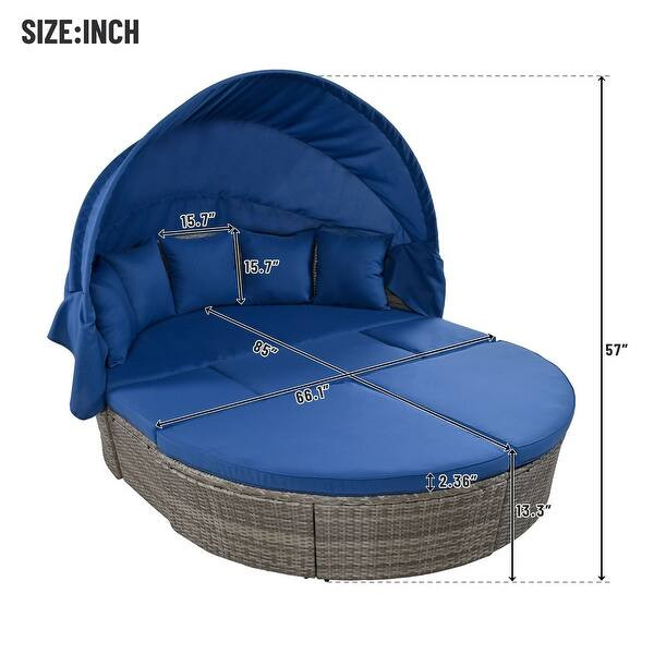 Outdoor Rattan Daybed Sunbed with Retractable Canopy Wicker Furniture, Clamshell Seating with Was... | Bed Bath & Beyond