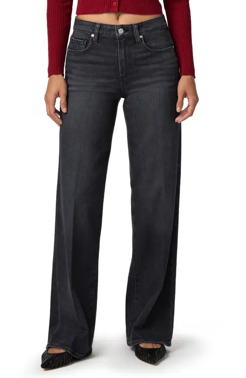 PAIGE Tatum Wide Leg Jeans in Ink Black at Nordstrom, Size 27 | Nordstrom