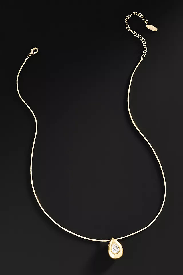 Demi-Fine Crystal Teardrop Pendant Necklace | Anthropologie (US)