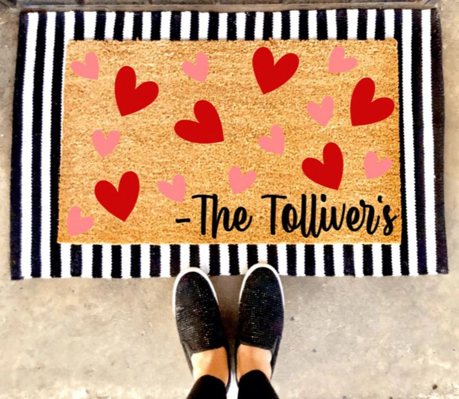 Valentine's Hearts With Last Name Doormat | Valentine | Winter | Spring | Cute | Hearts - Etsy | Etsy (US)