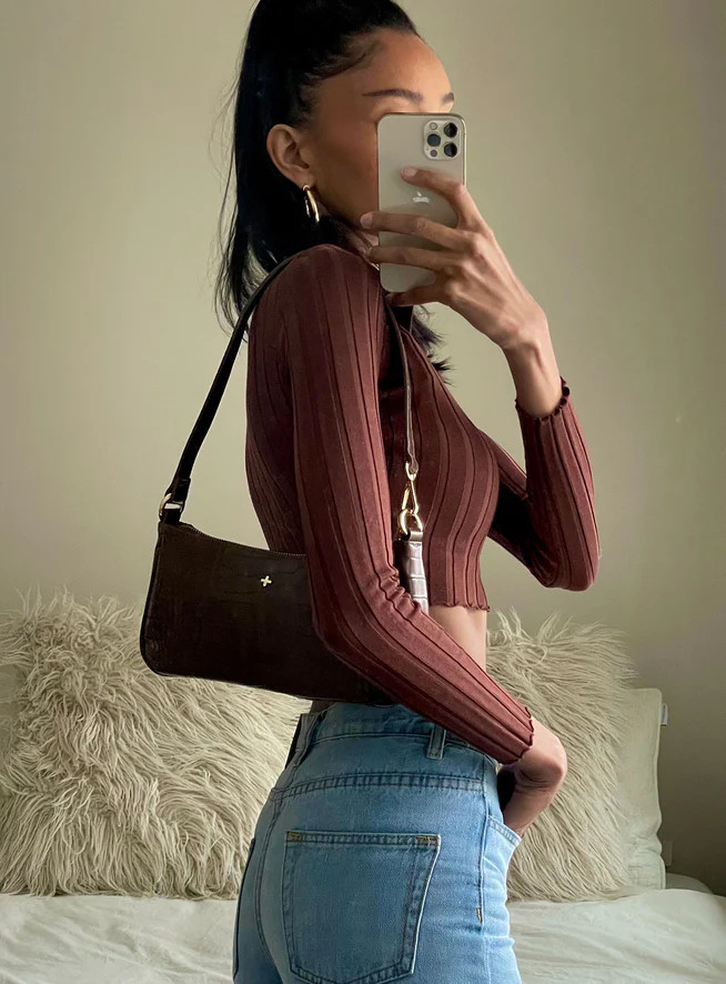 Peta & Jain Piper Bag Chocolate Croc | Princess Polly US