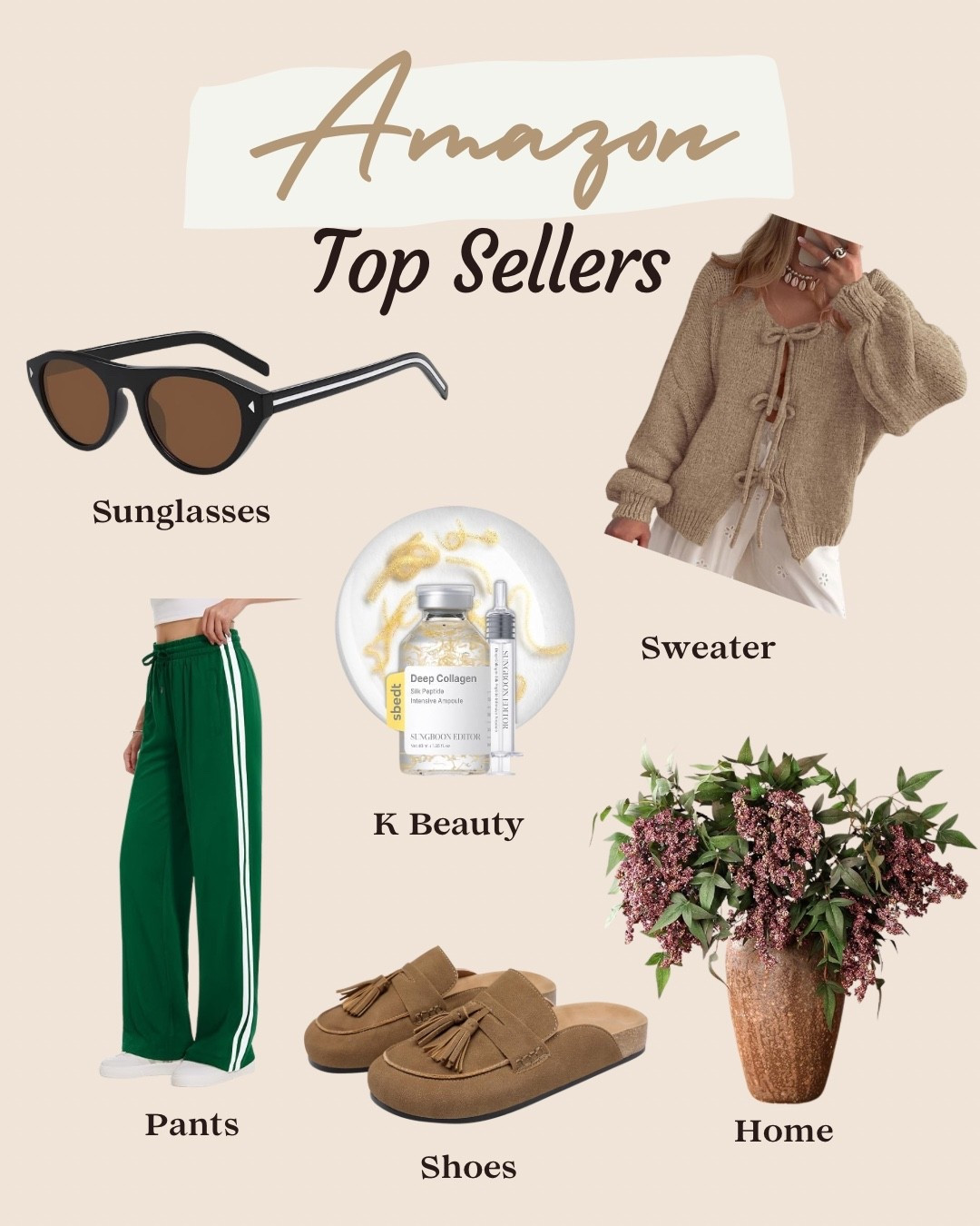 Recent Amazon top sellers! The green pants come in lots of colors and 5 different inseams 🤯! The sunglasses are a designer dupe and so good! 

#LTKootd #LTKHome #LTKBeauty