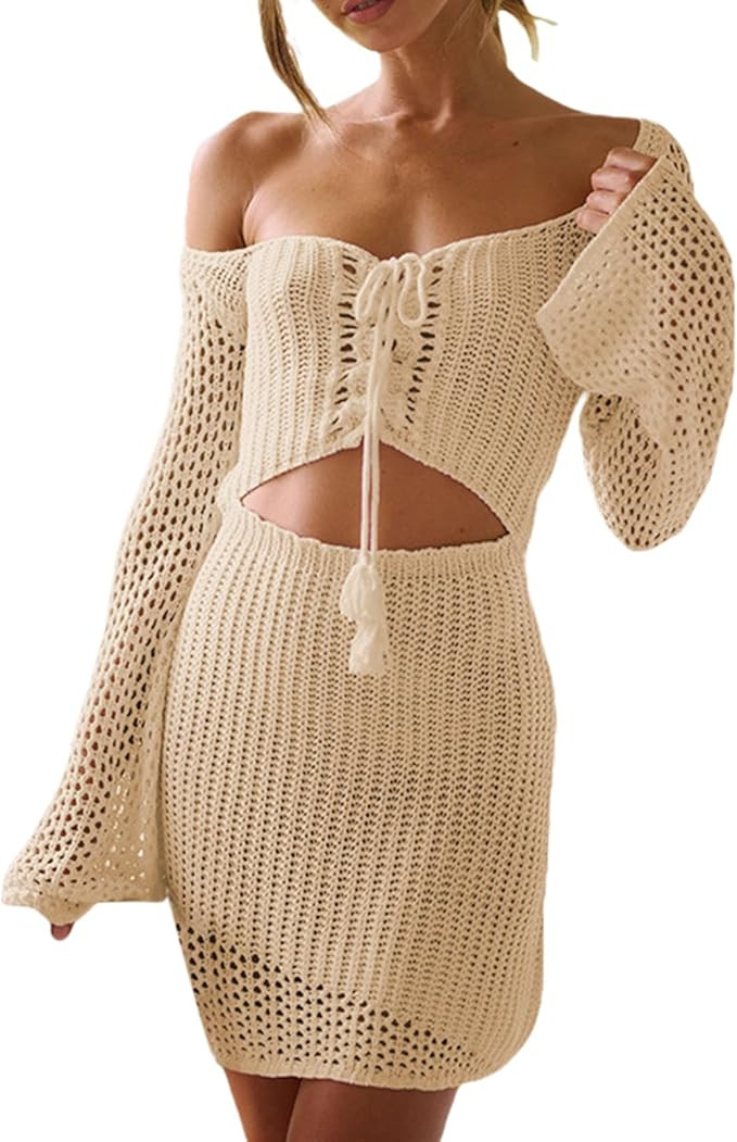 Womens Crochet Cover Up Coverup Crochet Cover Up for Women Crotchet Top Bathing Suit Cover for Wo... | Amazon (US)