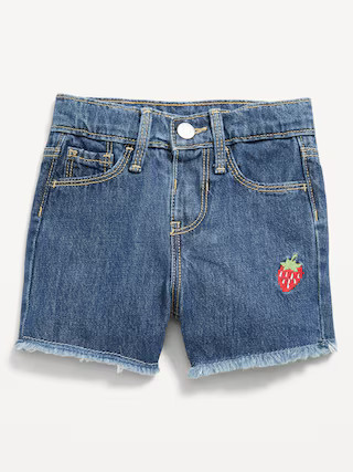 Embroidered Frayed-Hem Jean Shorts for Toddler Girls | Old Navy (US)