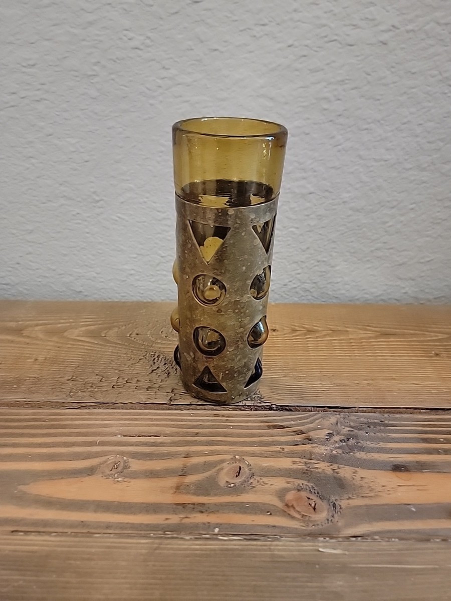 Vintage MCM Felipe Derflingher Caged Art Glass Brutalist HIghball Tumbler Yellow | eBay US