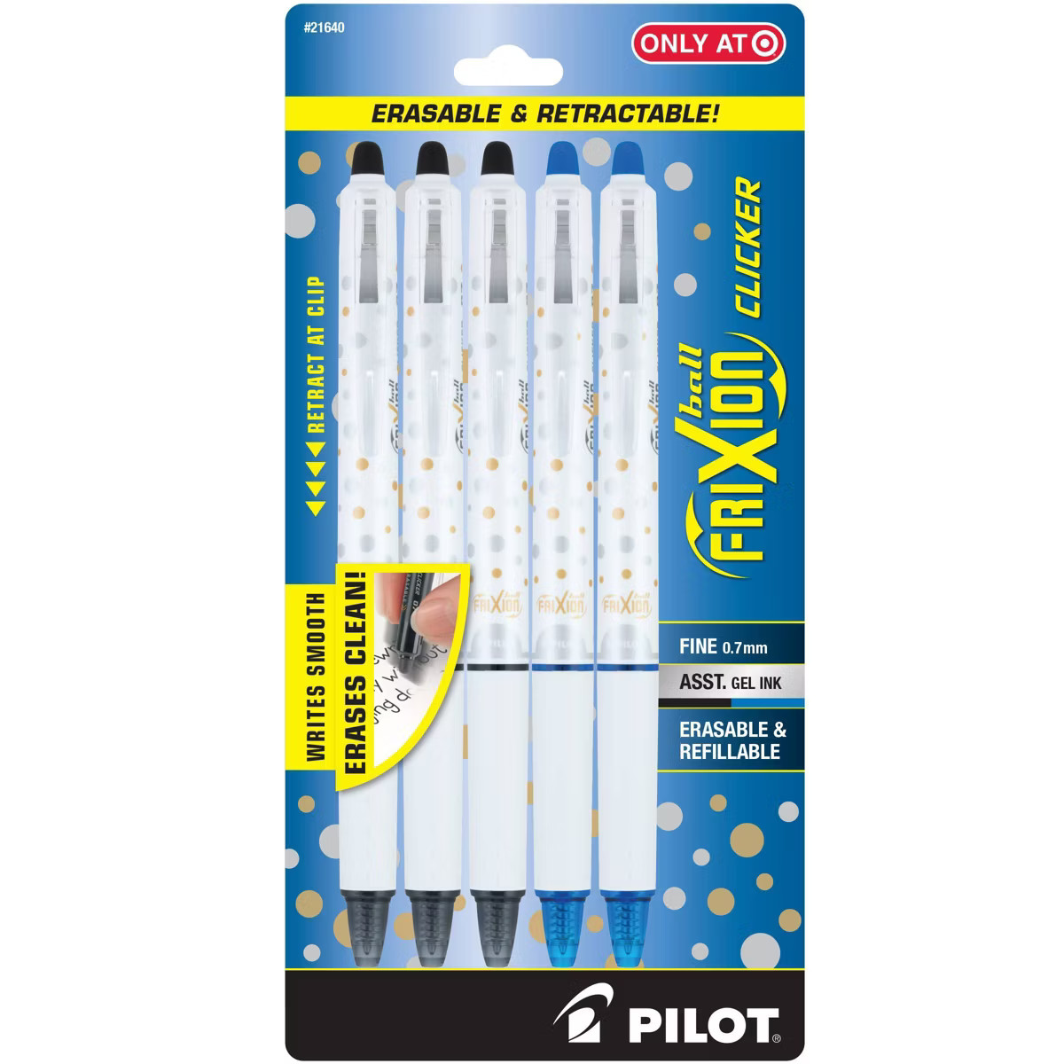 Pilot 5pk FriXion Clicker Design Collection Dots Erasable Pen Fine Point 0.7mm Assorted Inks | Target