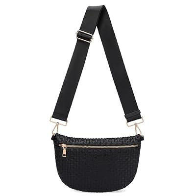 WOOMADA Checkered PU Bum Bag Sling Purse with Adjustable Strap for Travel(Cloud Purple… | Amazon (US)