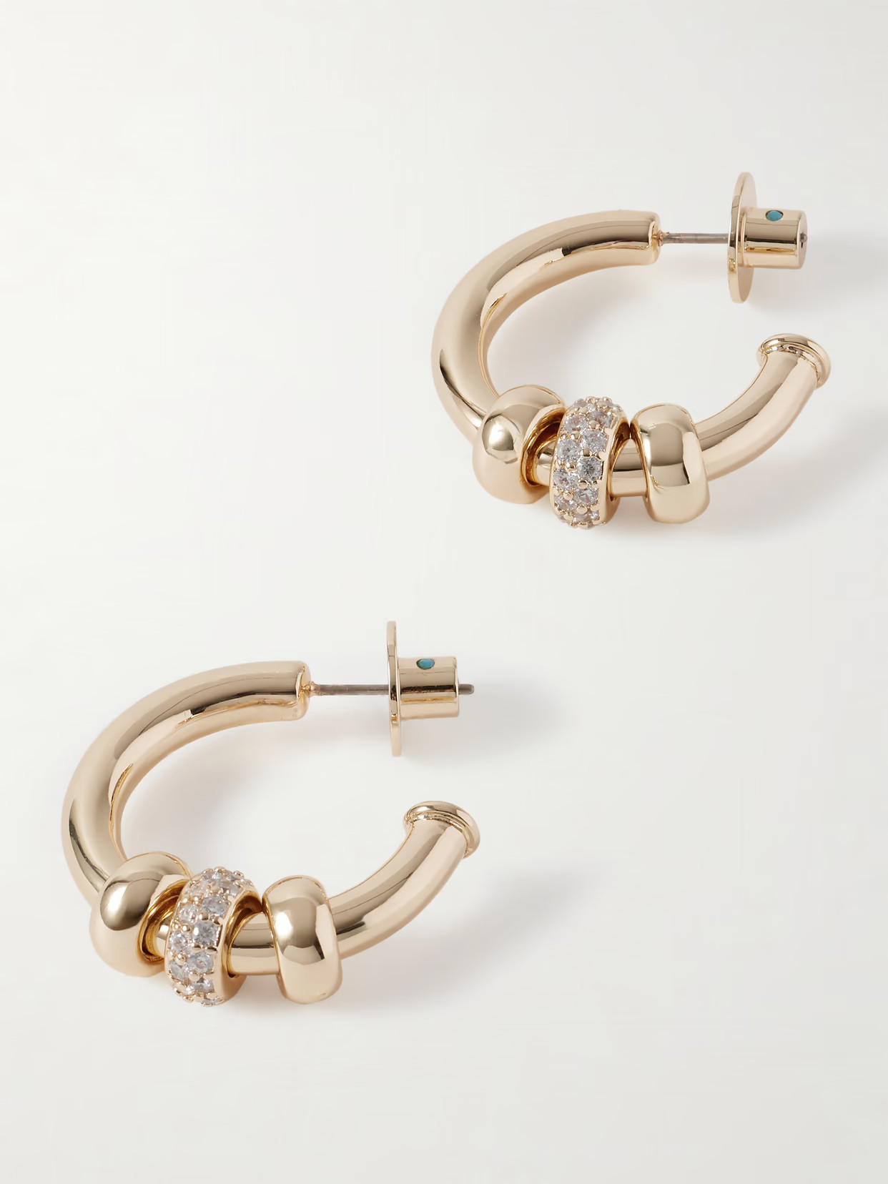 Roxanne Assoulin - The Slider Gold-tone Crystal Hoop Earrings - One size | NET-A-PORTER (US)