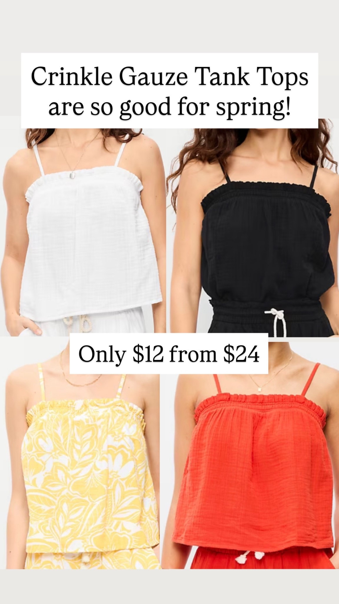 Crinkle Gauze Tank Tops are $12 from $24

#LTKSaleAlert