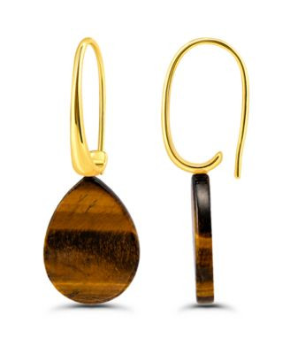 Macy's Genuine Howlite Chrysocolla Teardrop Shape Drop on Hardwire Fishhook Closure Earrings - Gold/Howlite Chrysocolla | Macy's