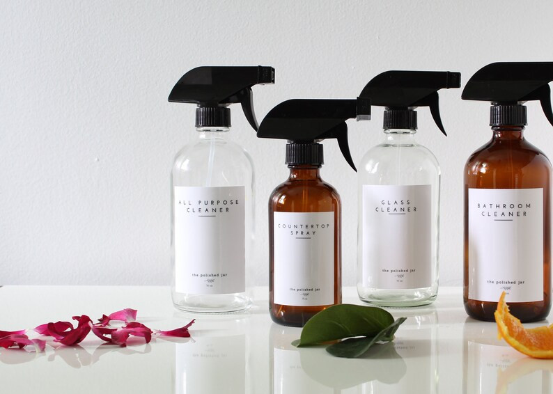 Glass Bottle  Amber & Clear  Cleaning Trigger Sprayer  | Etsy | Etsy (US)