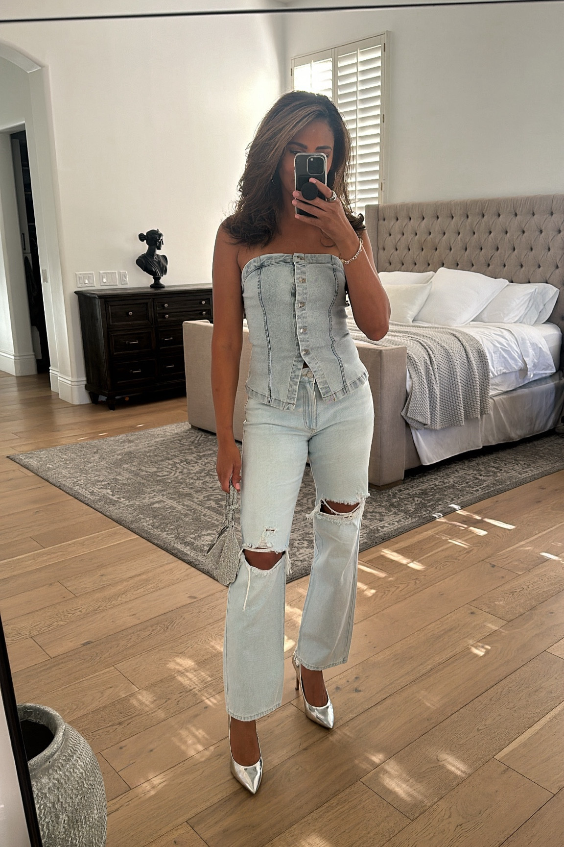 DENIM ON DENIM OUTFIT//Pair denim tops with matching washes on the bottom or wear with cargo pants!! I wore this cuteness to a recent concert!!sized up to a medium in the denim corset top, heels and denim jeans fit true to size.

#festival #concert #outfit #datenight #denim

#LTKStyleTip #LTKFindsUnder50