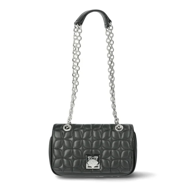 Paris Hilton Women's Madison Quilted Chain Shoulder Bag, Black | Walmart (US)