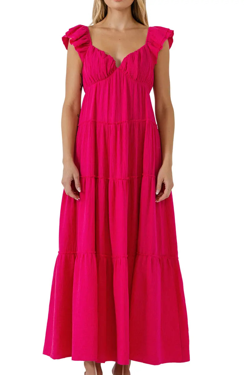 Free the Roses Sweetheart Neck Cotton Gauze Tiered Maxi Dress | Nordstrom | Nordstrom