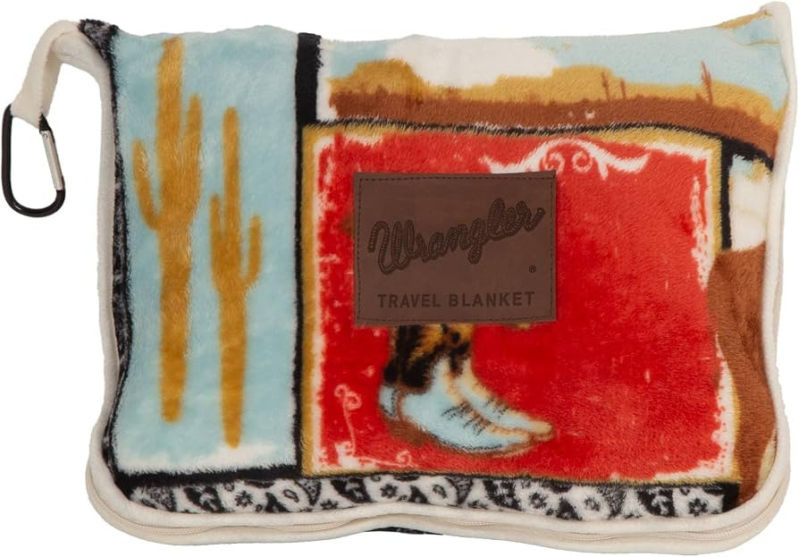 Carstens, Inc. Travel Blanket, Premium Compact 2-in-1 Airplane Blanket/Pillow, Wrangler Vintage W... | Amazon (US)