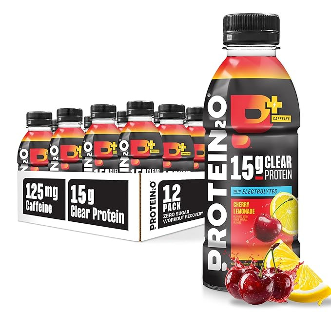 Protein2o 15g Whey Protein Infused Water Plus Energy, Cherry Lemonade, 16.9 oz Bottle (Pack of 12... | Amazon (US)
