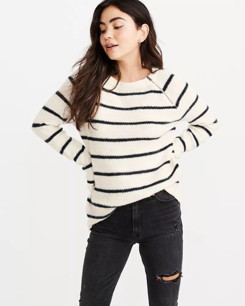 Pullover Zipper Crew Sweater | Abercrombie & Fitch US & UK