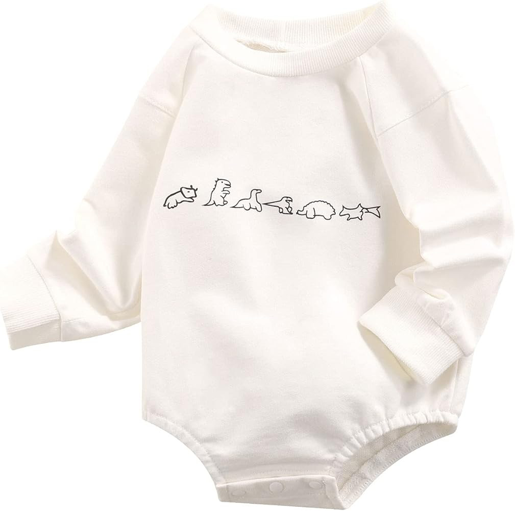 Lamuusaa Newborn Baby Girls Boys Clothes Crewneck Sweatshirt Long Sleeve Romper Bodysuit Pullover... | Amazon (US)