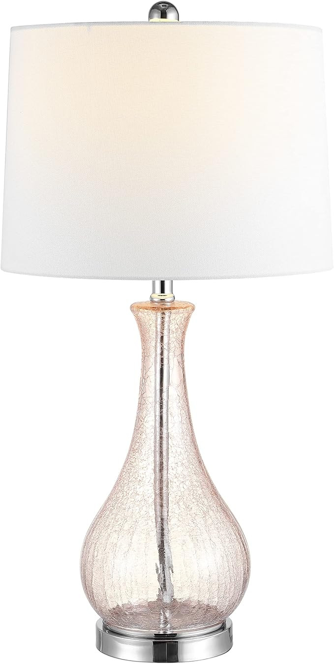 SAFAVIEH Lighting Collection – Finnley Modern Light Blush Crackle Glass 28-Inch Table Lamp, LED... | Amazon (US)