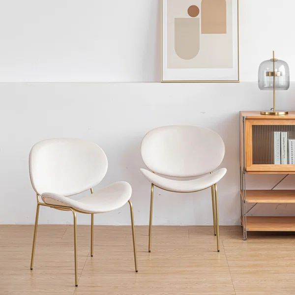 Parslow 24" Wide Modern Velvet Side Dining Chair with Golden Legs (Set of 2) | Wayfair North America