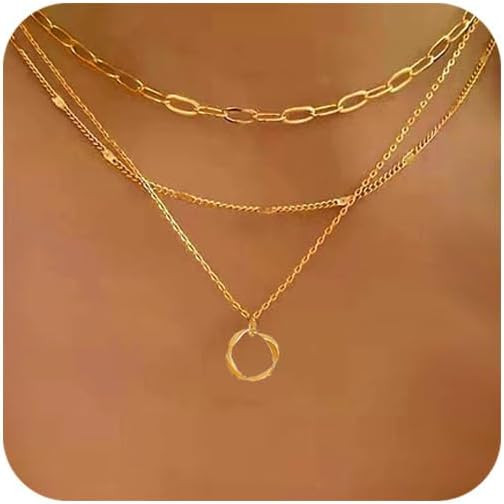 Layered Gold Necklaces for Women, 3 Layer Necklace Trendy Paperclip Twisted Pendant Chain Necklac... | Amazon (US)