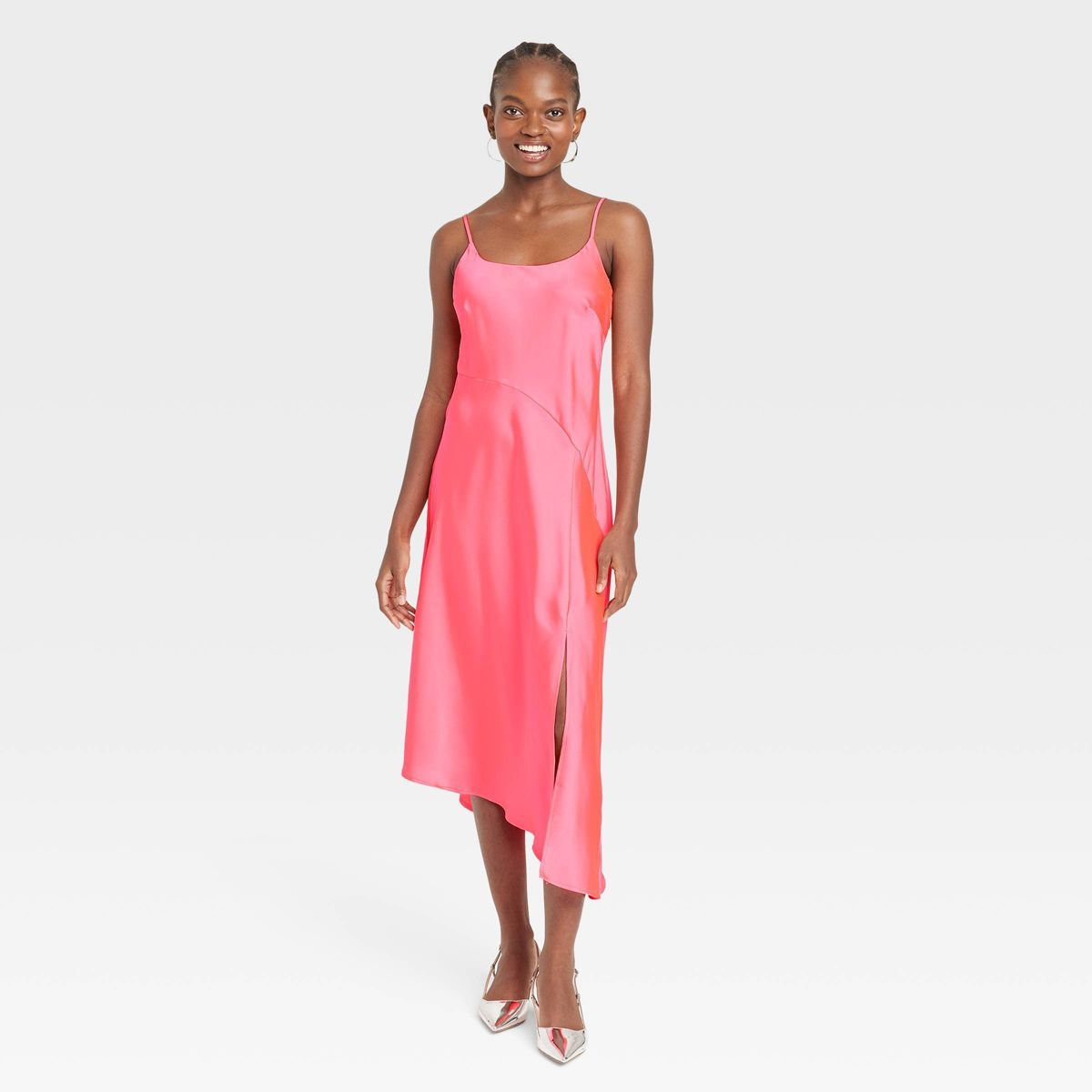 Women's Asymmetrical Midi Slip Dress - A New Day™ Pink M | Target