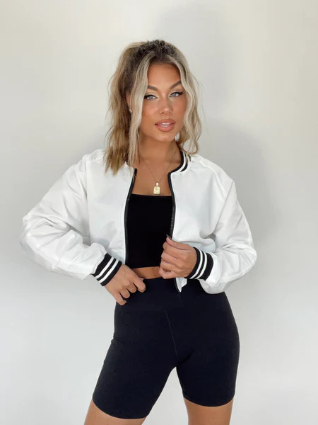 White Play The Field Bomber | Lane 201 Boutique