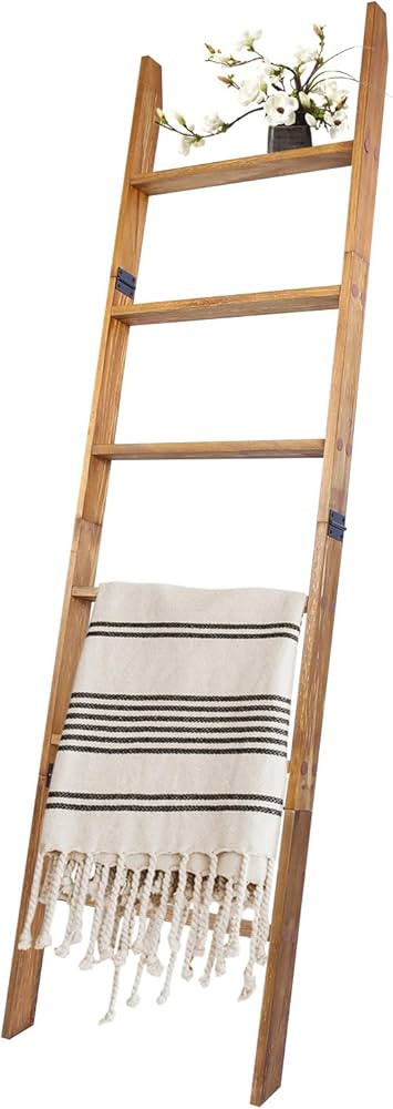 Blanket Ladder, 6-Tier Wooden Quilt Stand, Decorative Ladder Shelf, Leaning Shelf, Wall Leaning B... | Amazon (US)