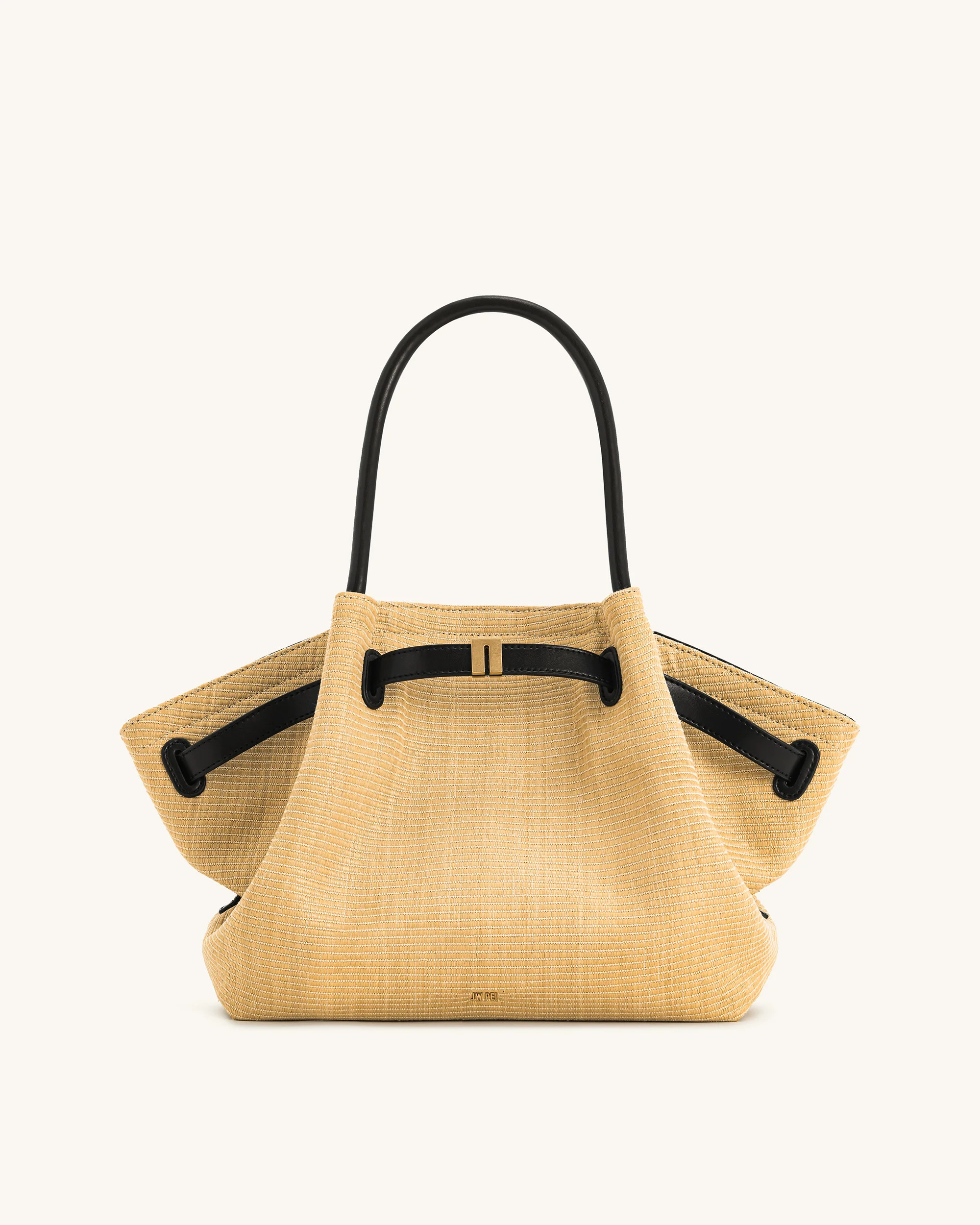 Hana Medium Faux Straw Tote Bag - Brown Straw | JW PEI US