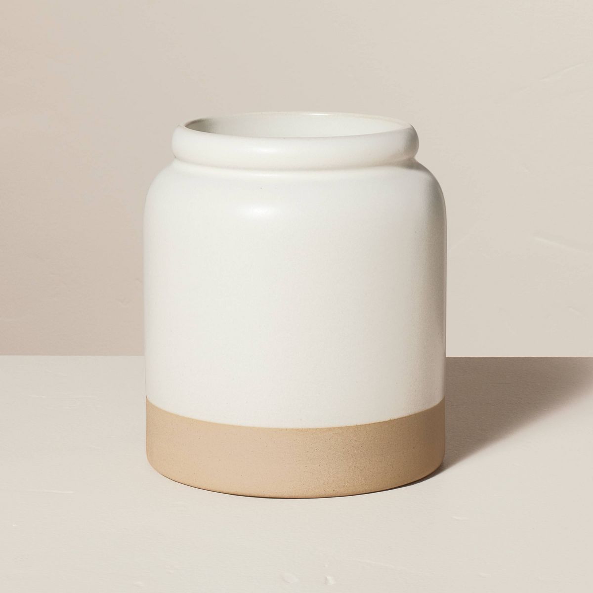 Stoneware Crock Utensil Holder Cream/Clay - Hearth & Hand™ with Magnolia | Target