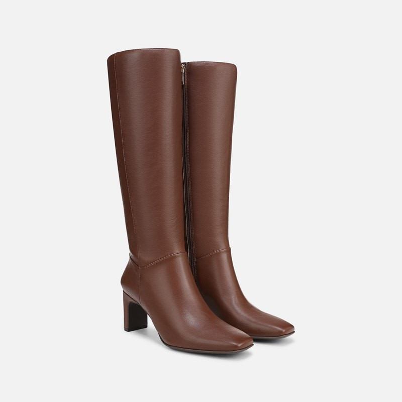Naturalizer Nona Knee High Boots, Cappuccino Faux Leather, 11.0M Zip Closure | Naturalizer