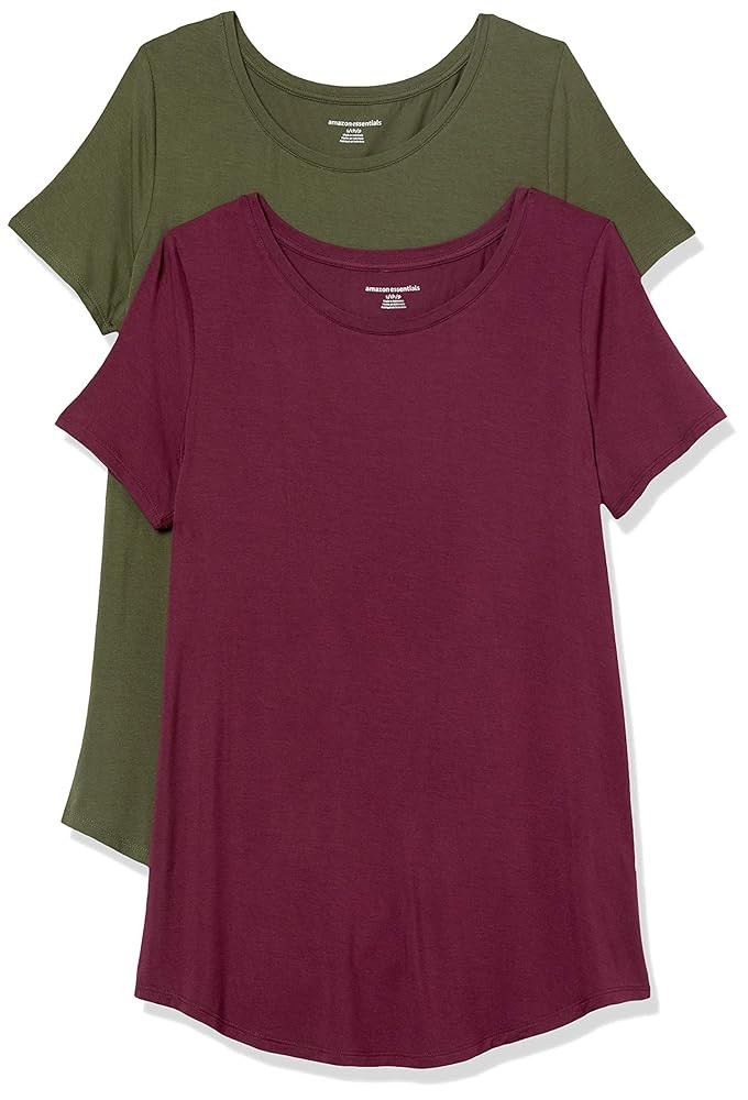 Amazon Essentials Women's Short-Sleeve Scoopneck Tunic, Pack of 2 | Amazon (US)