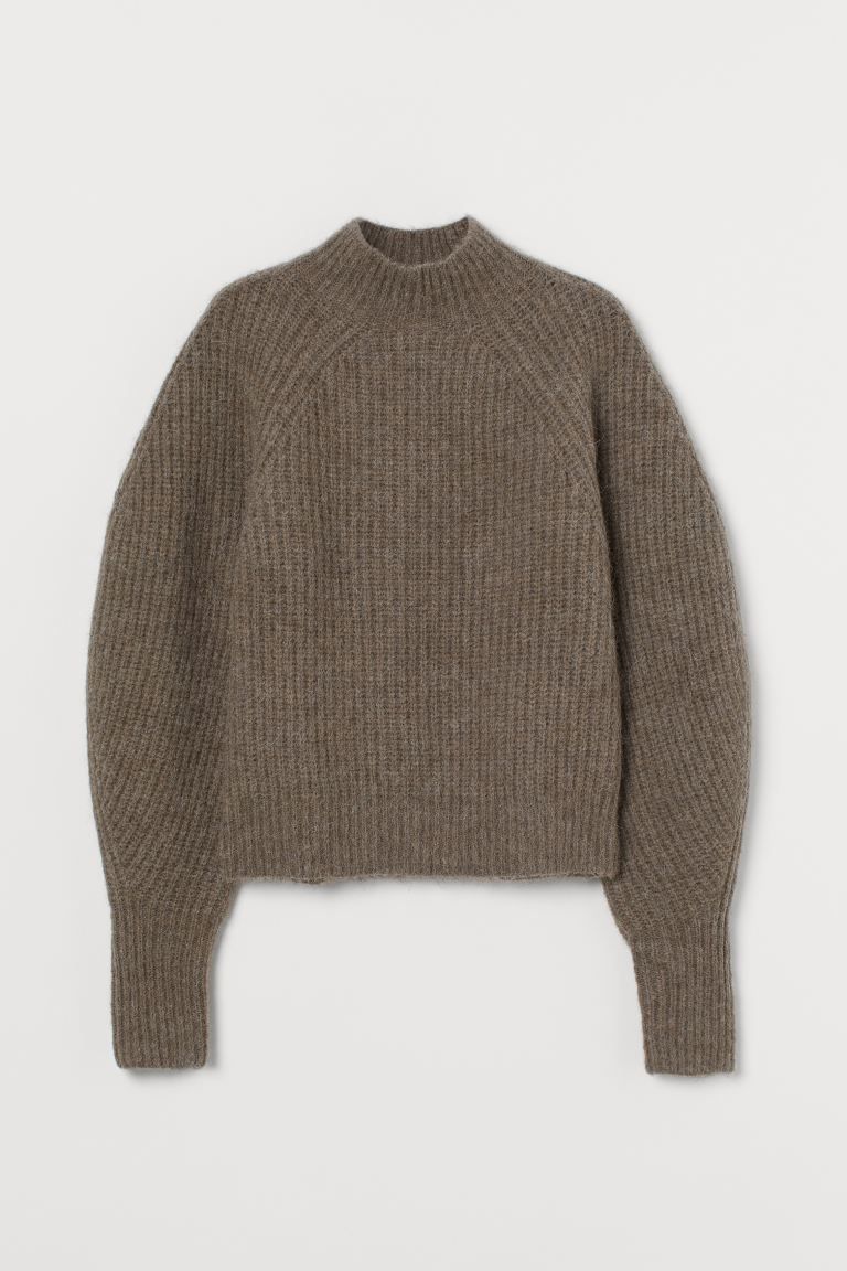 Jumper in a soft, rib-knit wool and alpaca blend with a turtle neck, long, wide sleeves that tape... | H&M (UK, MY, IN, SG, PH, TW, HK)