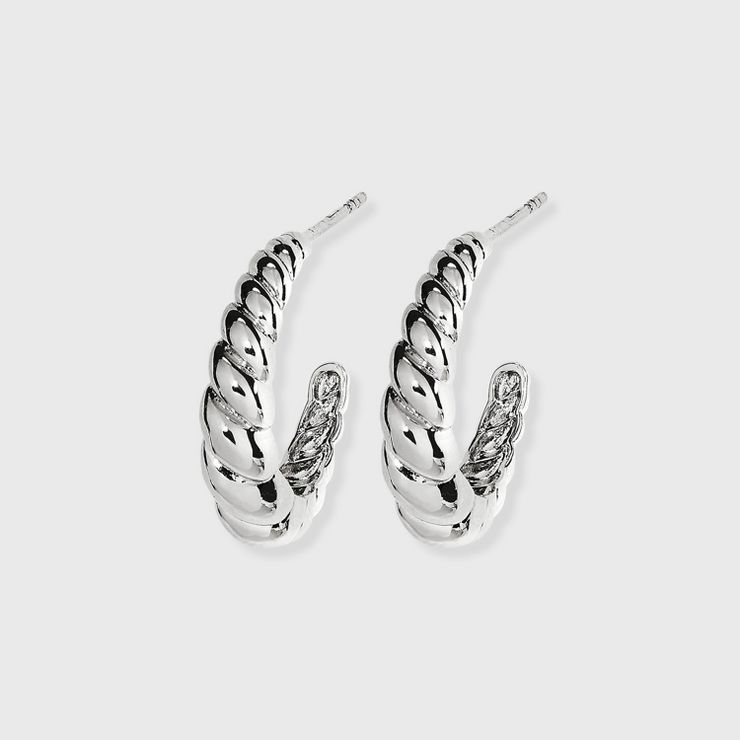 Silver Plated Brass Tapered Twist Hoop Earrings - A New Day™ Silver | Target