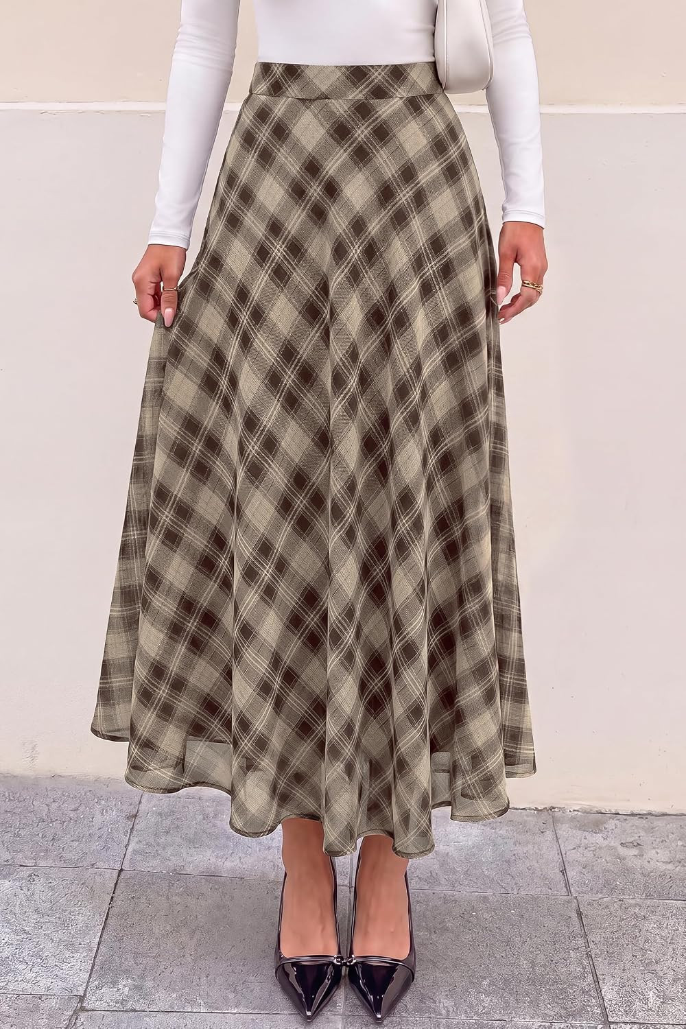 Casual A-Line Plaid Maxi Skirts for Women Trendy | Amazon (US)