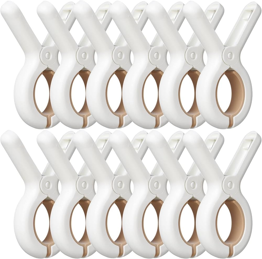 12 Pack Plastic Clothes Pins with Strong Anti-Rust Springs,Heavy Duty Beach Towel Clips,Laundry C... | Amazon (US)