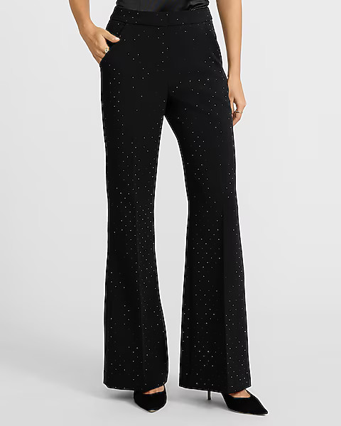 Editor Embellished High Waisted Flare Trouser | Express