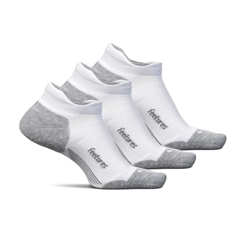 Feetures Elite Max Cushion No Show Tab Ankle Socks - Sport Sock with Targeted Compression- New White, S (3 Pair) | Amazon (US)