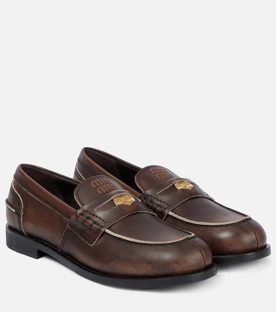 Miu Miu Embellished leather loafers | Mytheresa (US/CA)