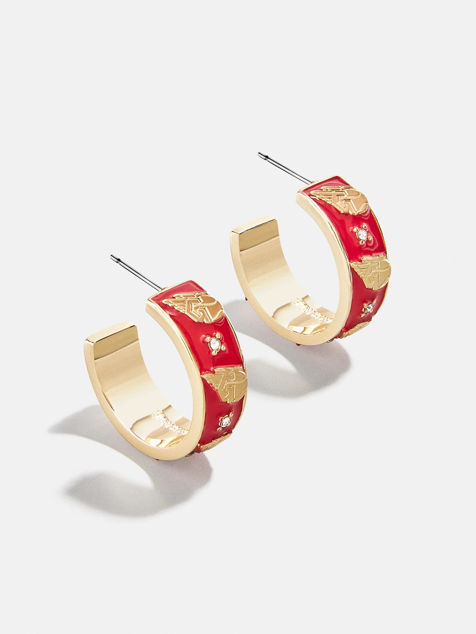WEAR By Erin Andrews X BaubleBar Cleveland Guardians Enamel Hoop Earrings - Cleveland Guardians | BaubleBar (US)