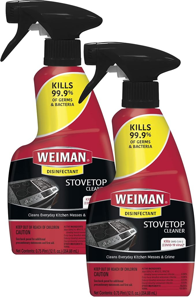 Weiman Ceramic and Glass Disinfecting Stovetop Cleaner - 12 Ounce 2 Pack - Daily Use Professional... | Amazon (US)