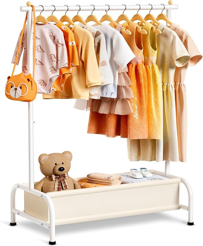 MISSLO Kids Clothing Rack with Basket Small Dress Up Storage Short Toddler Dress Up Rack Kids Clo... | Amazon (US)